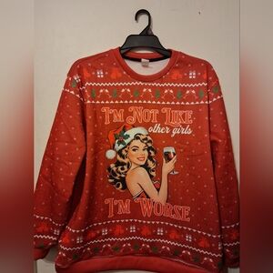 Festive Red Graphic Sweater